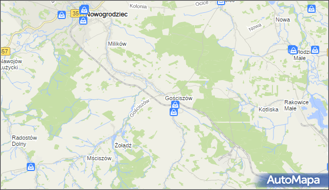 mapa Gościszów, Gościszów na mapie Targeo