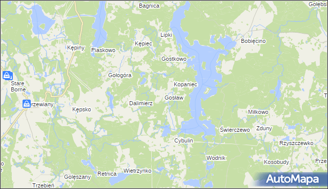 mapa Gosław gmina Polanów, Gosław gmina Polanów na mapie Targeo