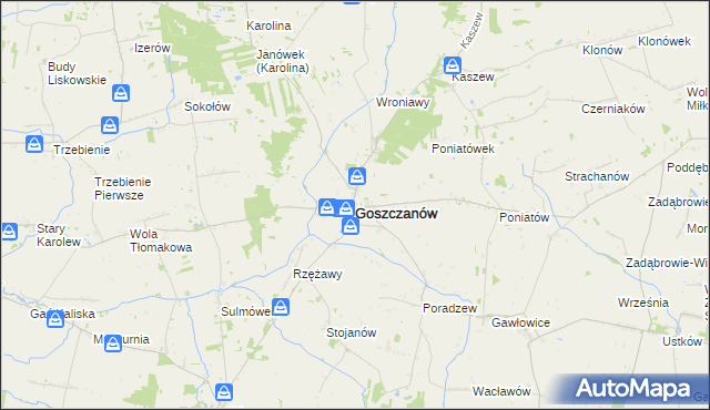 mapa Goszczanów, Goszczanów na mapie Targeo
