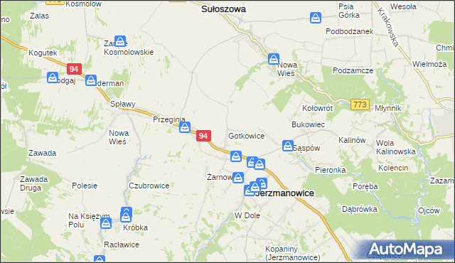 mapa Gotkowice, Gotkowice na mapie Targeo