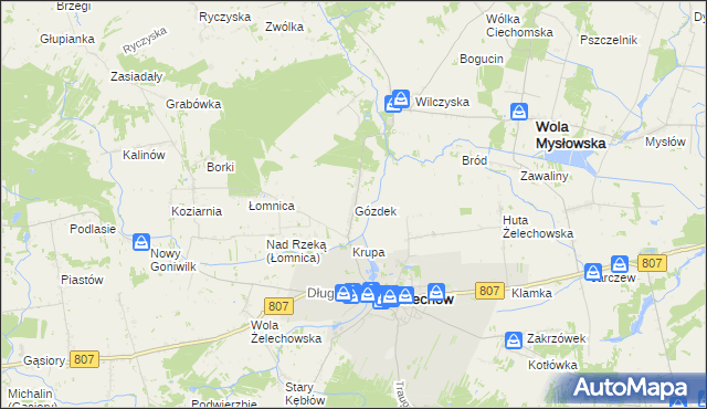 mapa Gózdek gmina Żelechów, Gózdek gmina Żelechów na mapie Targeo