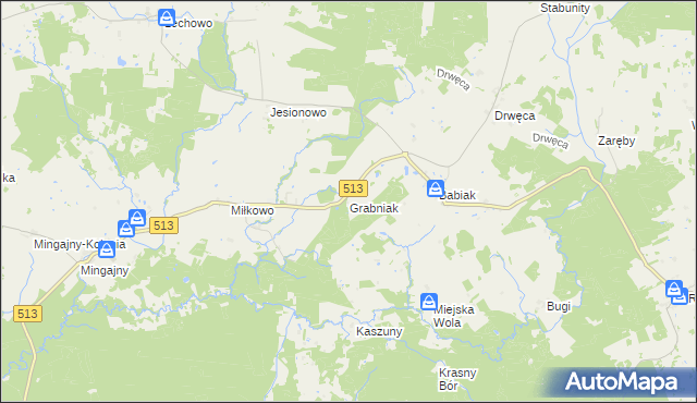 mapa Grabniak gmina Lidzbark Warmiński, Grabniak gmina Lidzbark Warmiński na mapie Targeo