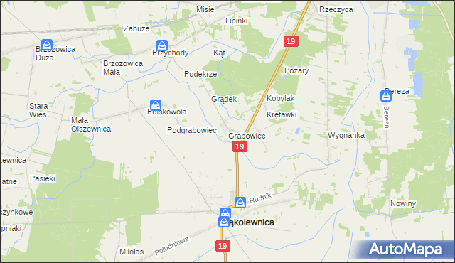 mapa Grabowiec gmina Kąkolewnica, Grabowiec gmina Kąkolewnica na mapie Targeo