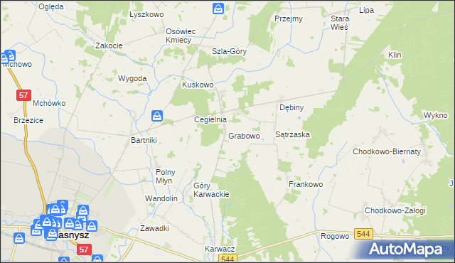 mapa Grabowo gmina Przasnysz, Grabowo gmina Przasnysz na mapie Targeo