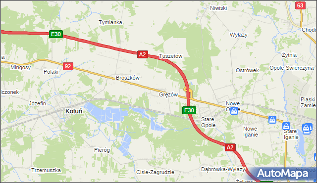 mapa Gręzów, Gręzów na mapie Targeo