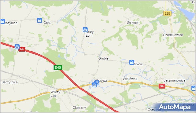 mapa Groble gmina Chojnów, Groble gmina Chojnów na mapie Targeo