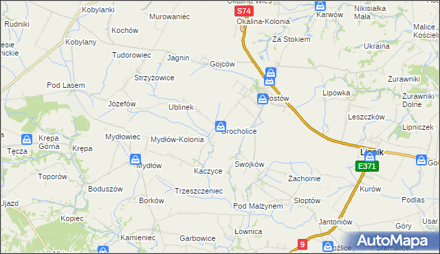 mapa Grocholice gmina Lipnik, Grocholice gmina Lipnik na mapie Targeo