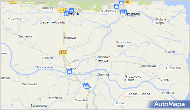 mapa Grochowo Pierwsze, Grochowo Pierwsze na mapie Targeo