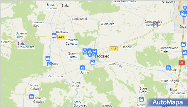 mapa Grodziec powiat koniński, Grodziec powiat koniński na mapie Targeo