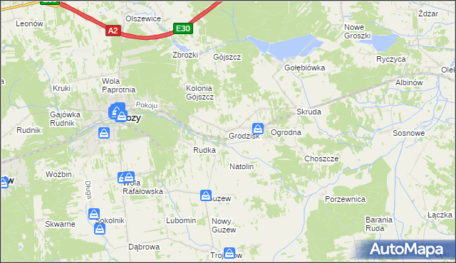 mapa Grodzisk gmina Mrozy, Grodzisk gmina Mrozy na mapie Targeo