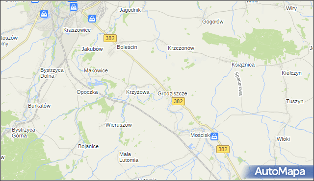 mapa Grodziszcze gmina Świdnica, Grodziszcze gmina Świdnica na mapie Targeo