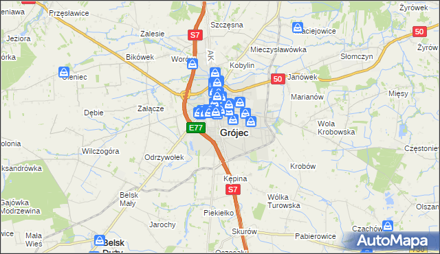 mapa Grójec, Grójec na mapie Targeo