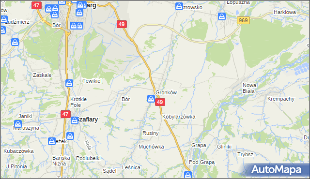 mapa Gronków, Gronków na mapie Targeo