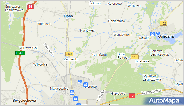 mapa Gronówko gmina Lipno, Gronówko gmina Lipno na mapie Targeo