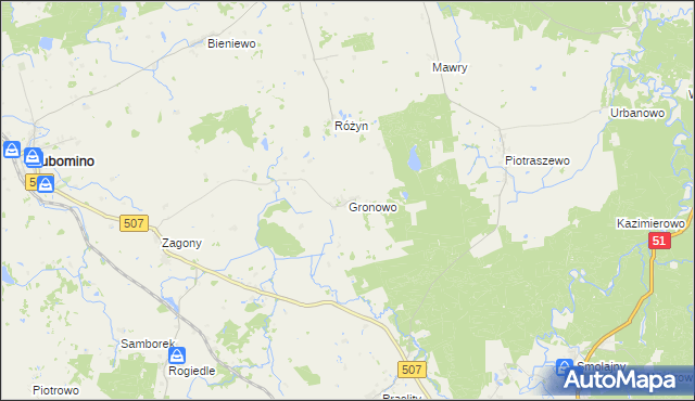 mapa Gronowo gmina Lubomino, Gronowo gmina Lubomino na mapie Targeo