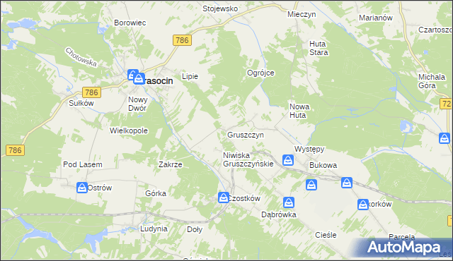 mapa Gruszczyn gmina Krasocin, Gruszczyn gmina Krasocin na mapie Targeo