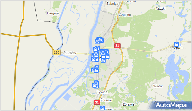 mapa Gryfino, Gryfino na mapie Targeo