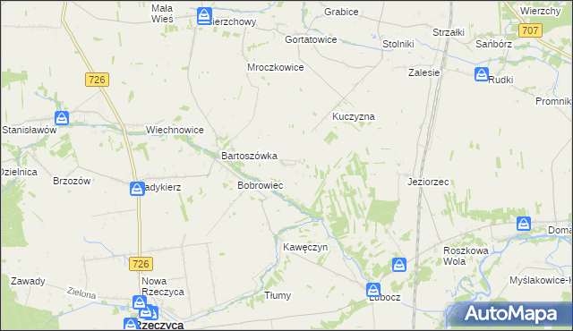 mapa Gustawów gmina Rzeczyca, Gustawów gmina Rzeczyca na mapie Targeo