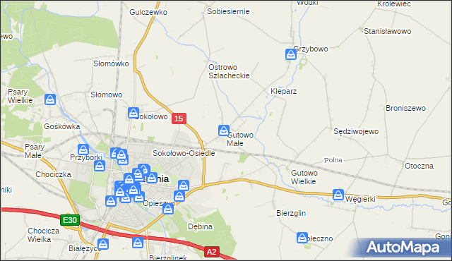 mapa Gutowo Małe, Gutowo Małe na mapie Targeo