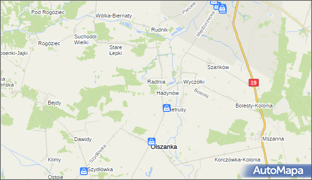 mapa Hadynów, Hadynów na mapie Targeo