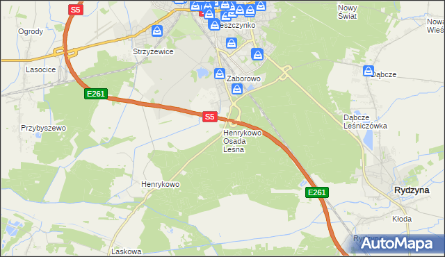 mapa Henrykowo Osada Leśna, Henrykowo Osada Leśna na mapie Targeo