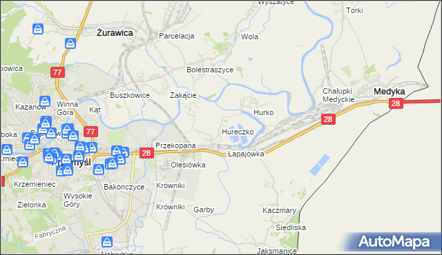 mapa Hureczko, Hureczko na mapie Targeo