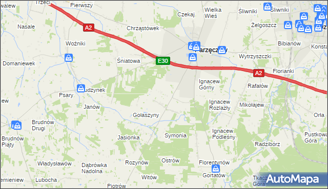mapa Ignacew Parzęczewski, Ignacew Parzęczewski na mapie Targeo