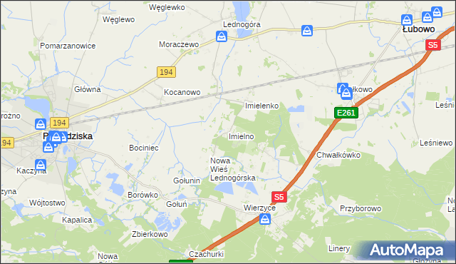 mapa Imielno gmina Łubowo, Imielno gmina Łubowo na mapie Targeo