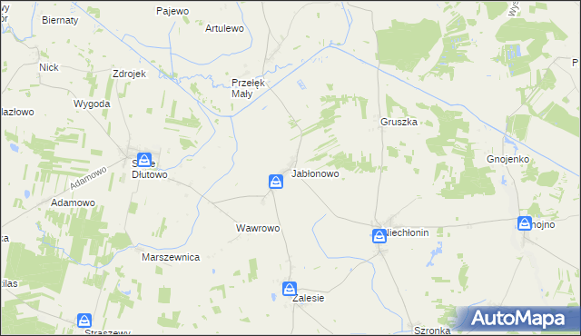 mapa Jabłonowo gmina Płośnica, Jabłonowo gmina Płośnica na mapie Targeo