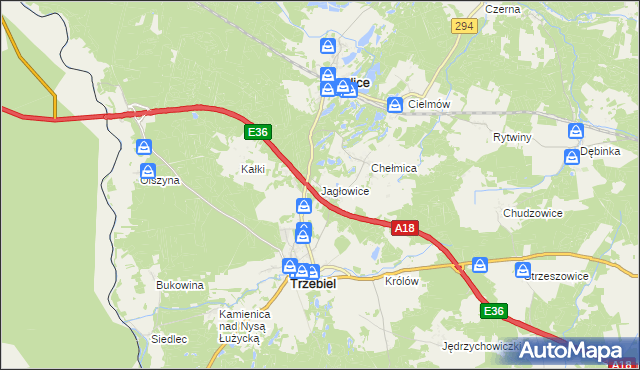 mapa Jagłowice, Jagłowice na mapie Targeo