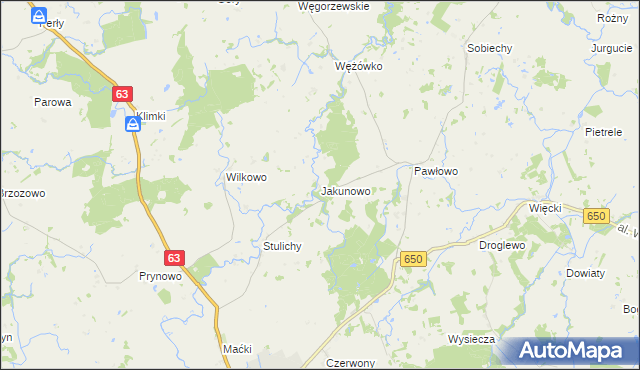 mapa Jakunowo, Jakunowo na mapie Targeo