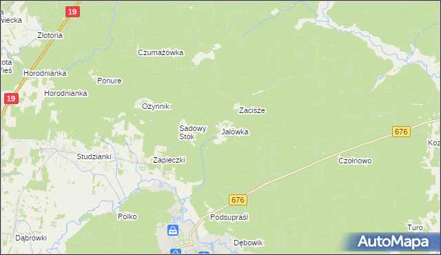 mapa Jałówka gmina Supraśl, Jałówka gmina Supraśl na mapie Targeo