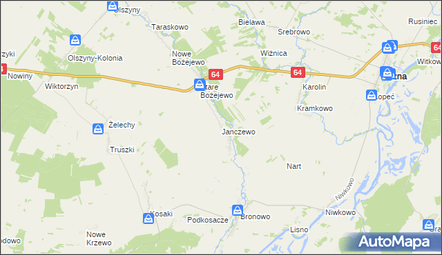 mapa Janczewo gmina Wizna, Janczewo gmina Wizna na mapie Targeo
