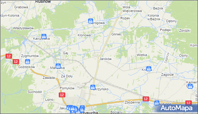 mapa Janików gmina Przysucha, Janików gmina Przysucha na mapie Targeo
