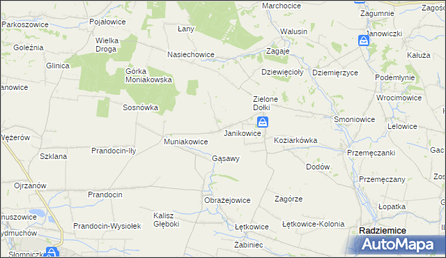 mapa Janikowice gmina Słomniki, Janikowice gmina Słomniki na mapie Targeo