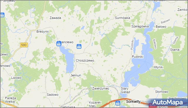 mapa Janiszewo gmina Sorkwity, Janiszewo gmina Sorkwity na mapie Targeo