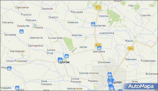 mapa Janów gmina Oporów, Janów gmina Oporów na mapie Targeo