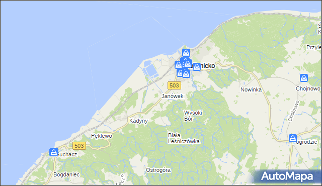 mapa Janówek gmina Tolkmicko, Janówek gmina Tolkmicko na mapie Targeo