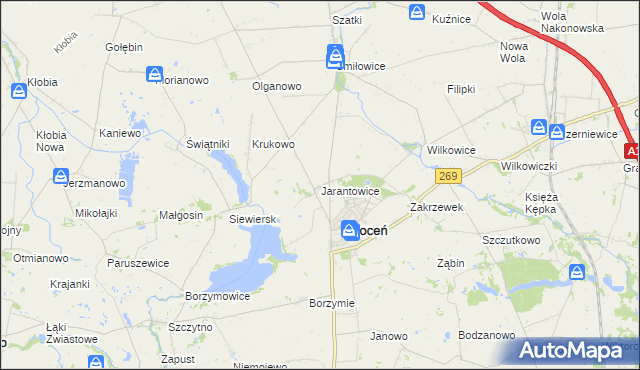 mapa Jarantowice gmina Choceń, Jarantowice gmina Choceń na mapie Targeo