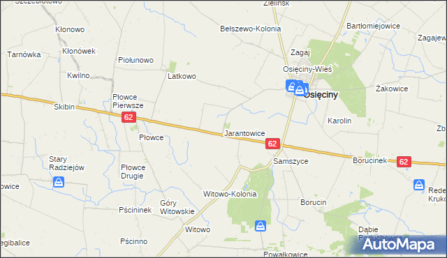 mapa Jarantowice gmina Osięciny, Jarantowice gmina Osięciny na mapie Targeo