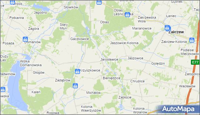 mapa Jarosławice gmina Wolanów, Jarosławice gmina Wolanów na mapie Targeo