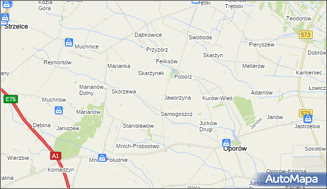 mapa Jaworzyna gmina Oporów, Jaworzyna gmina Oporów na mapie Targeo
