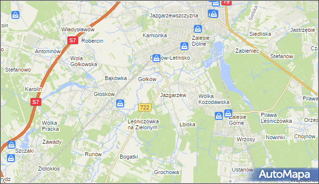 mapa Jazgarzew, Jazgarzew na mapie Targeo