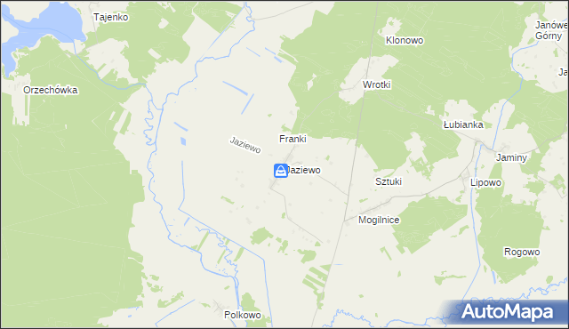 mapa Jaziewo, Jaziewo na mapie Targeo