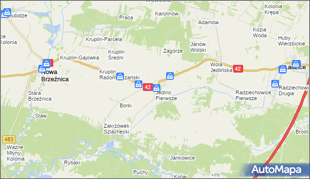 mapa Jedlno Pierwsze, Jedlno Pierwsze na mapie Targeo