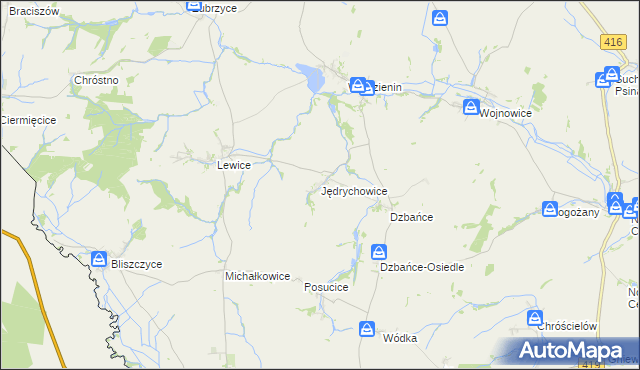 mapa Jędrychowice, Jędrychowice na mapie Targeo