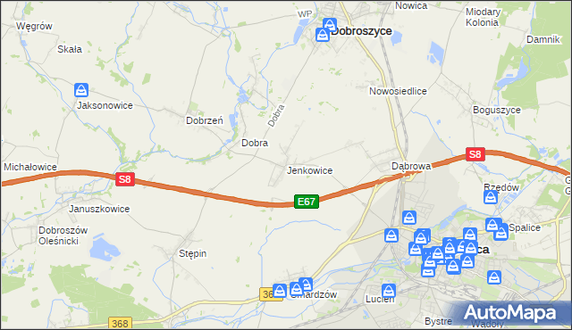 mapa Jenkowice gmina Oleśnica, Jenkowice gmina Oleśnica na mapie Targeo