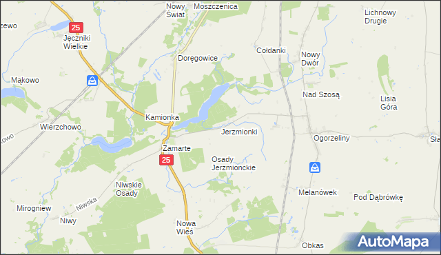 mapa Jerzmionki, Jerzmionki na mapie Targeo