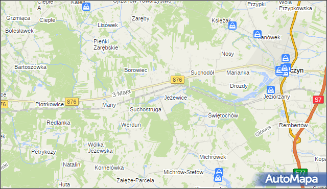 mapa Jeżewice gmina Tarczyn, Jeżewice gmina Tarczyn na mapie Targeo