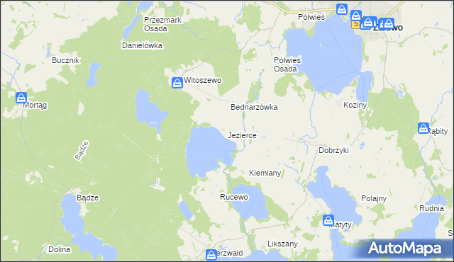 mapa Jezierce gmina Zalewo, Jezierce gmina Zalewo na mapie Targeo